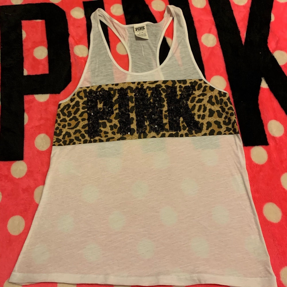 *Sold VS Pink bling leopard cheetah tank Sz s - Picture 1 of 3